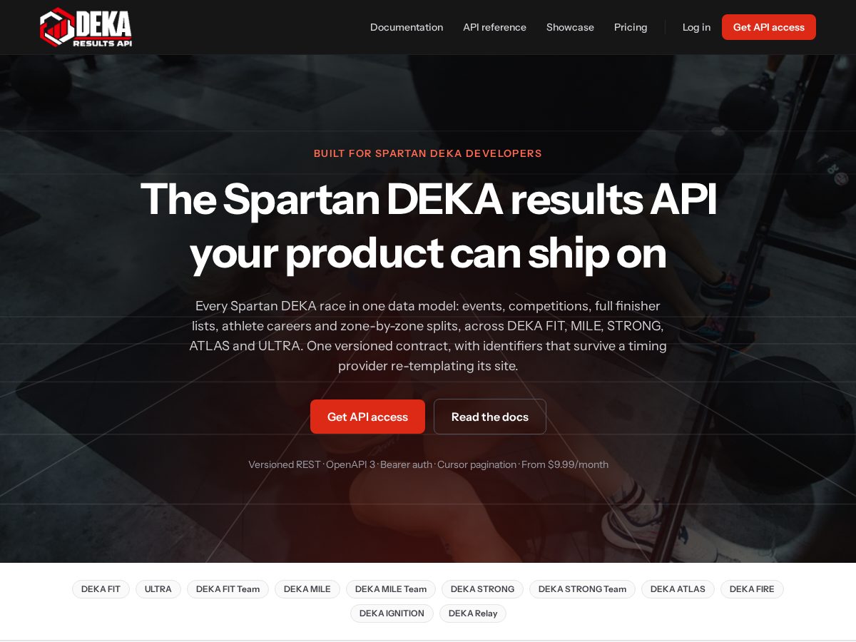 Landing-page snapshot of dekaresultsapi.com
