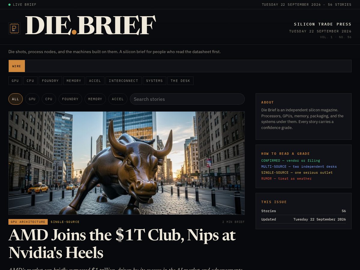 Landing-page snapshot of diebrief.com