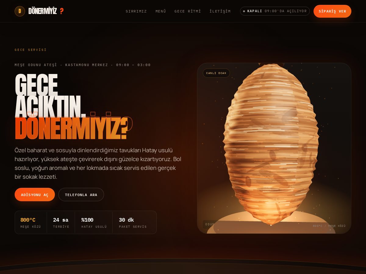 Landing-page snapshot of donermiyiz.com