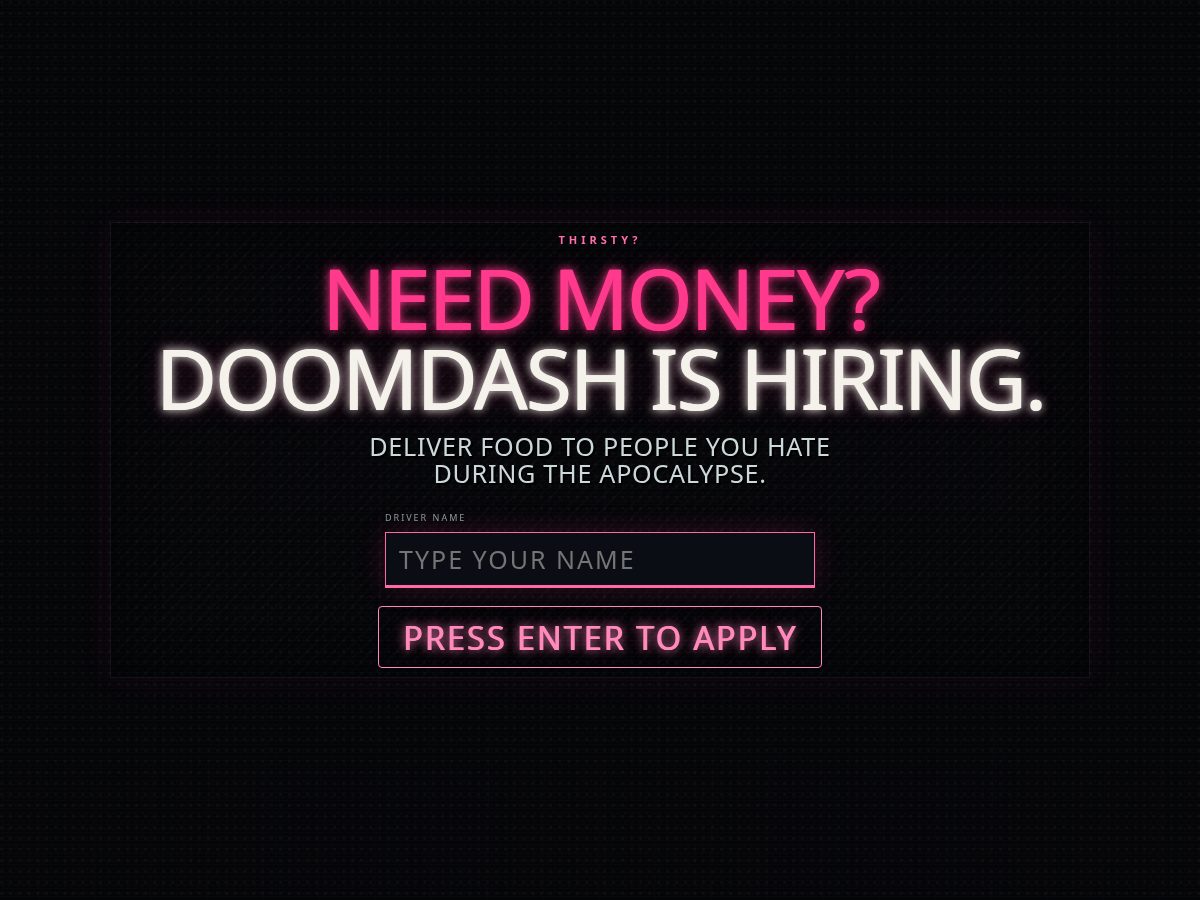Landing-page snapshot of doomdash.delivery
