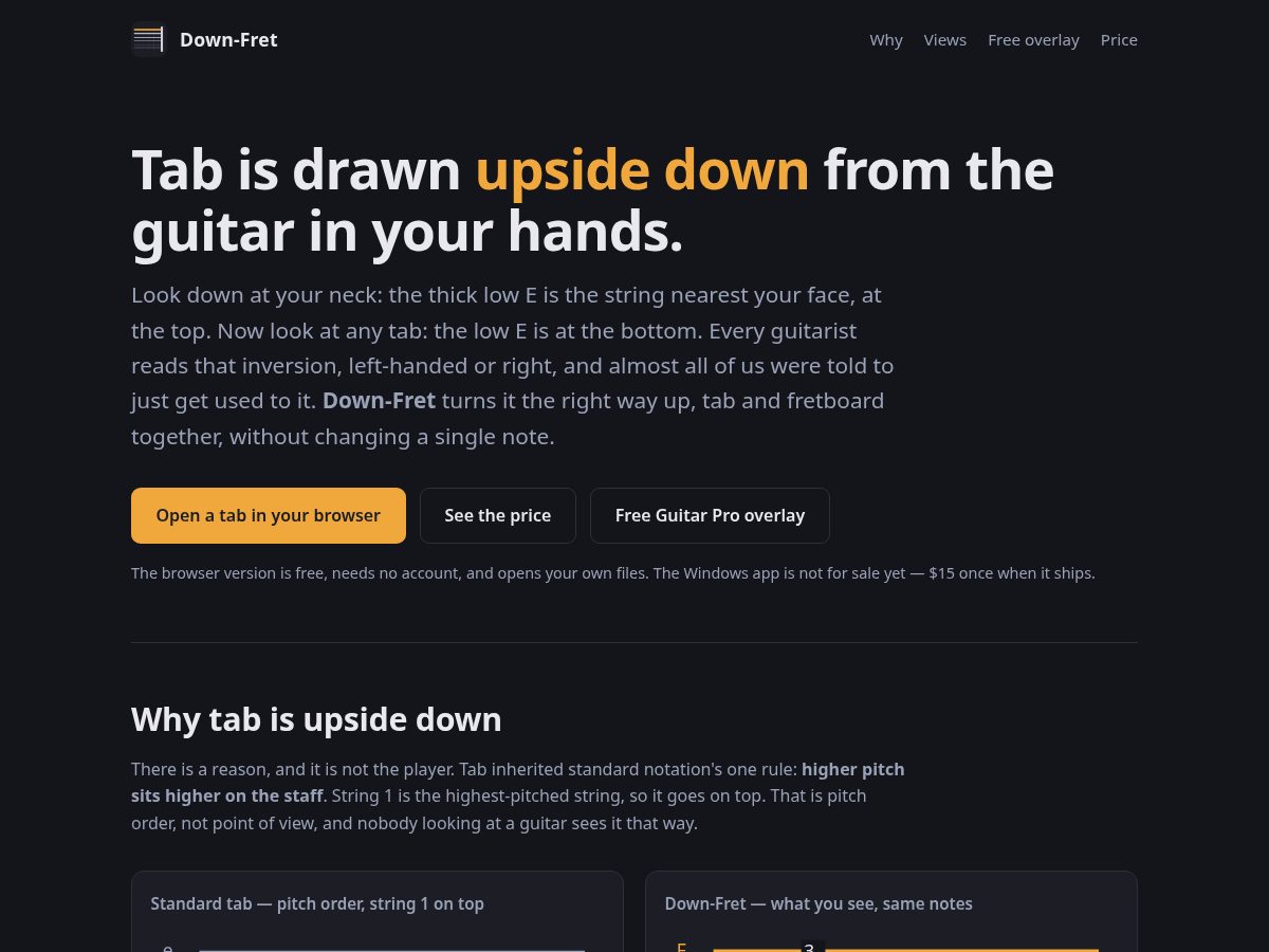 Landing-page snapshot of downfret.app