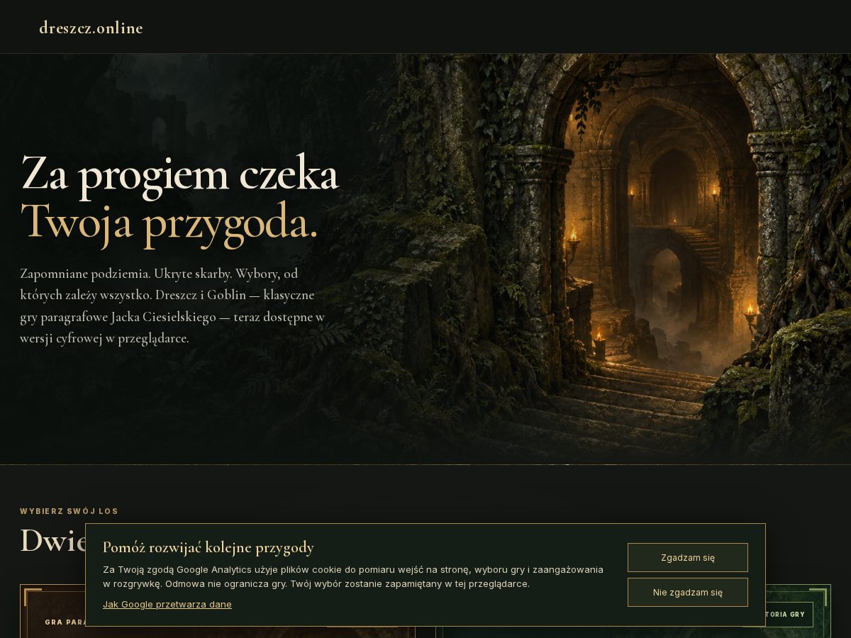 Landing-page snapshot of dreszcz.online