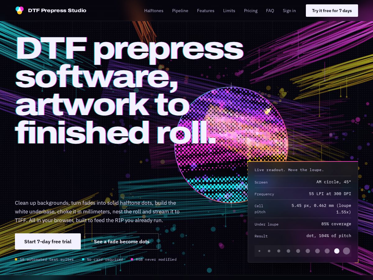 Landing-page snapshot of dtf-studio.tech
