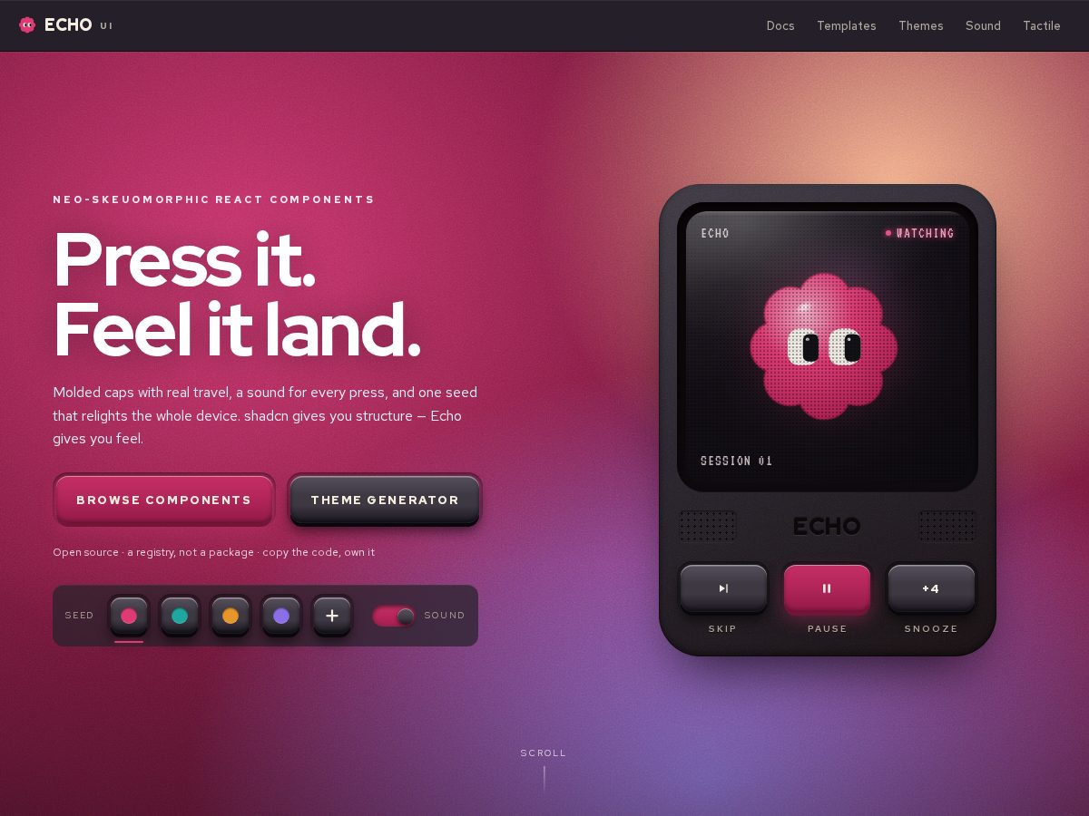 Landing-page snapshot of echo-ui.com