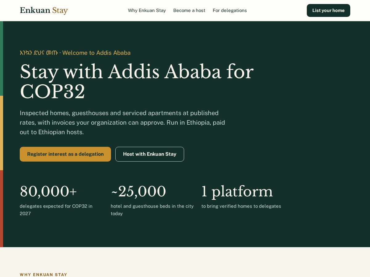 Landing-page snapshot of enkuanstay.com