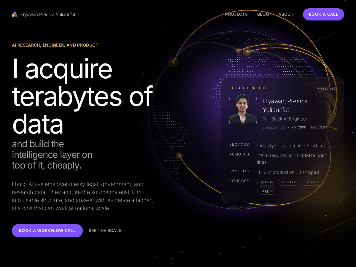 Landing-page snapshot of eryawan.com