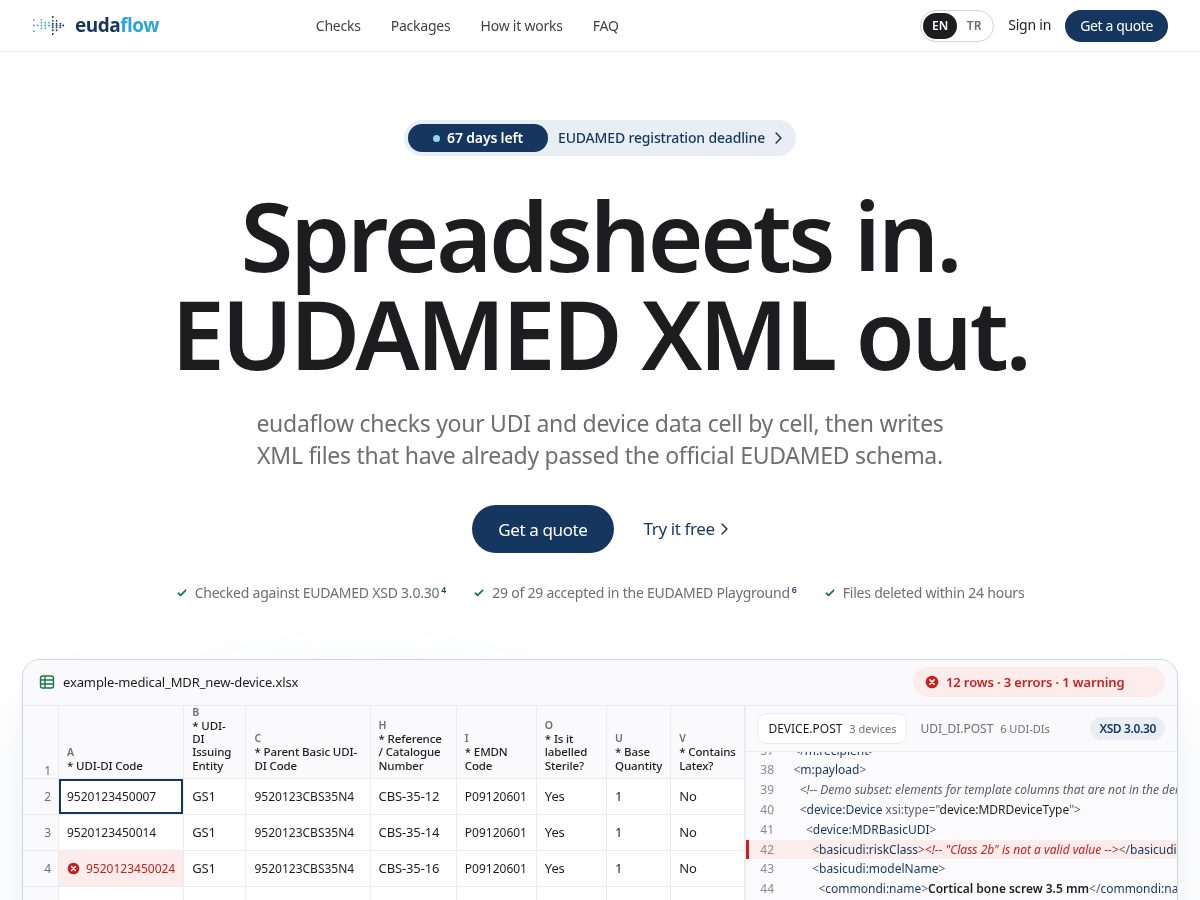 Landing-page snapshot of eudaflow.pro