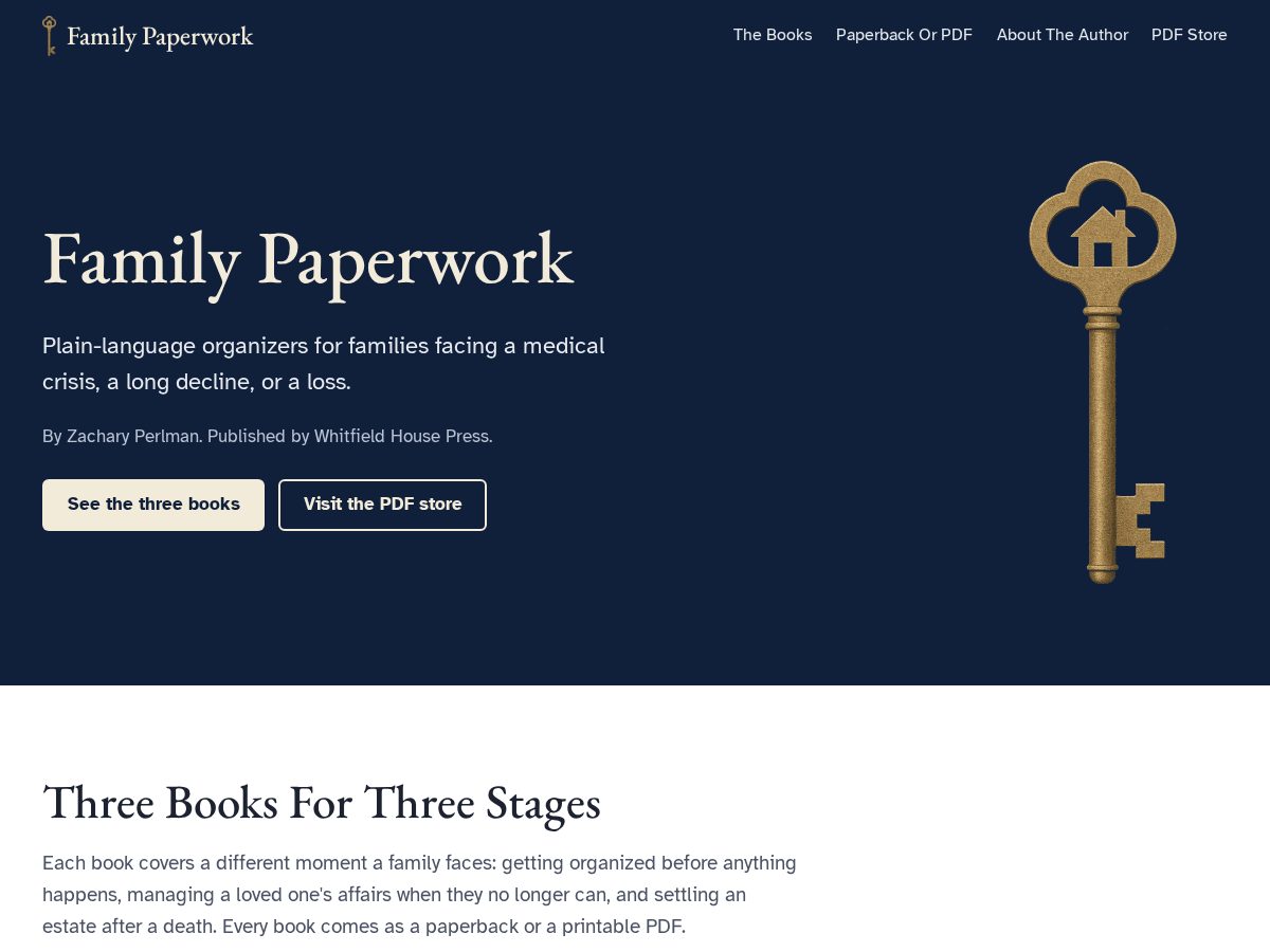Landing-page snapshot of familypaperwork.org