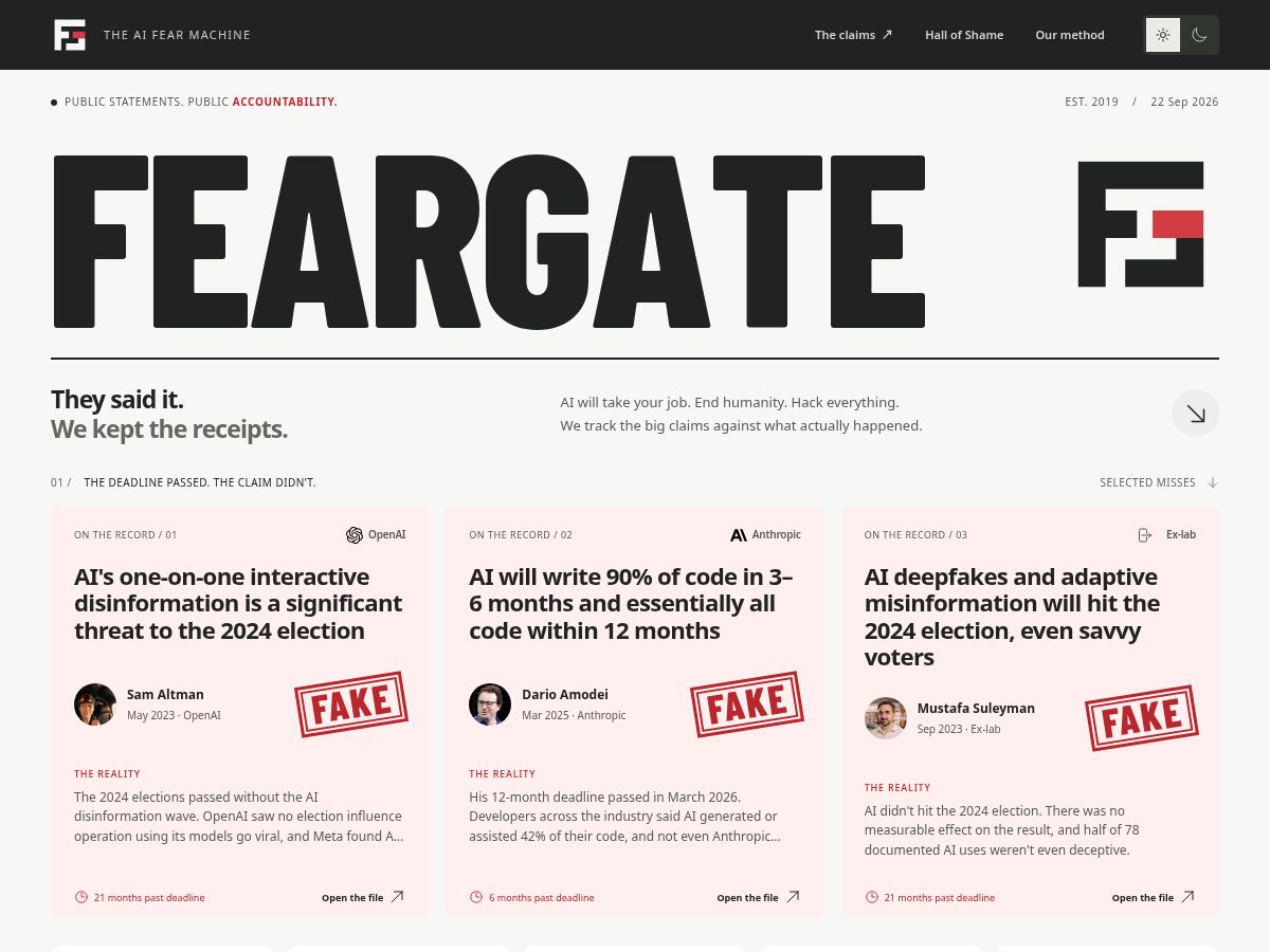 Landing-page snapshot of feargate.org