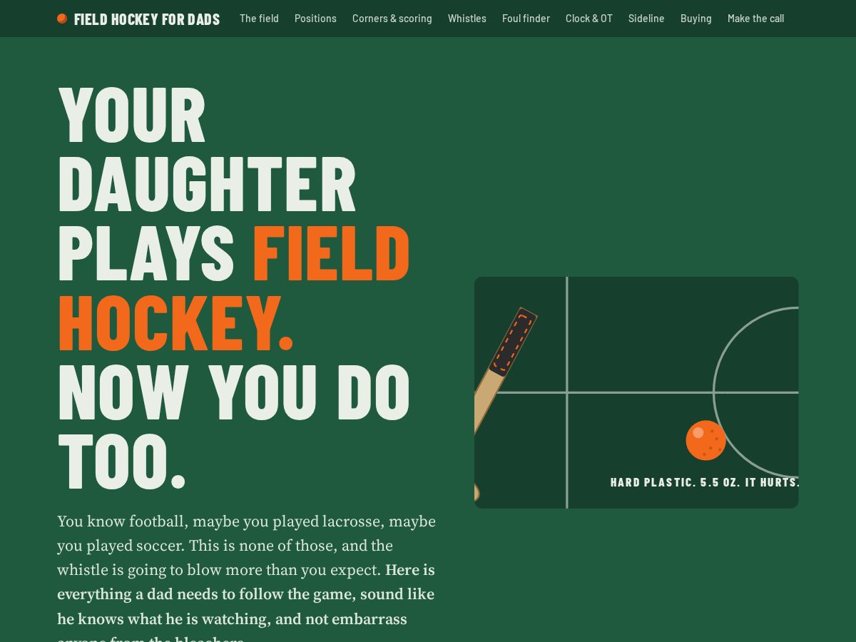 Landing-page snapshot of fieldhockey4dads.com