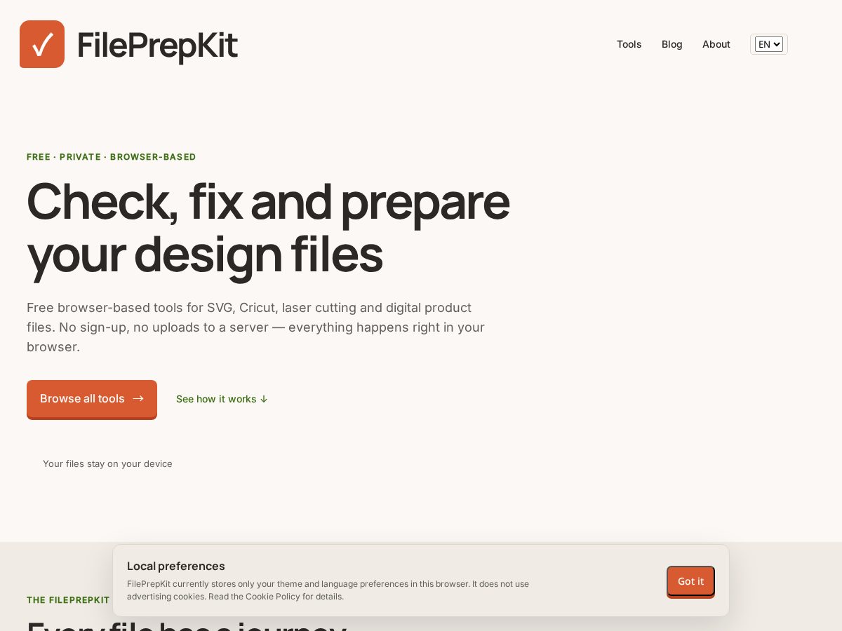 Landing-page snapshot of fileprepkit.com