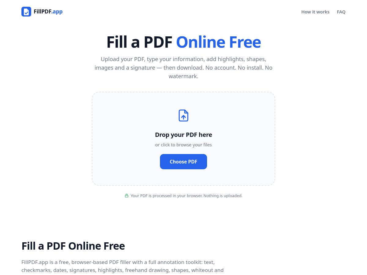 Landing-page snapshot of fillpdf.app