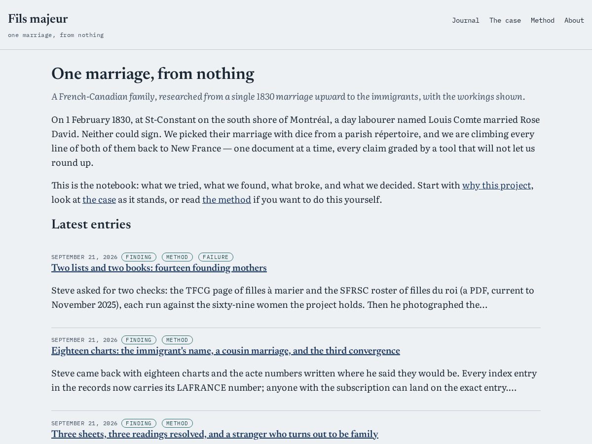 Landing-page snapshot of filsmajeur.com