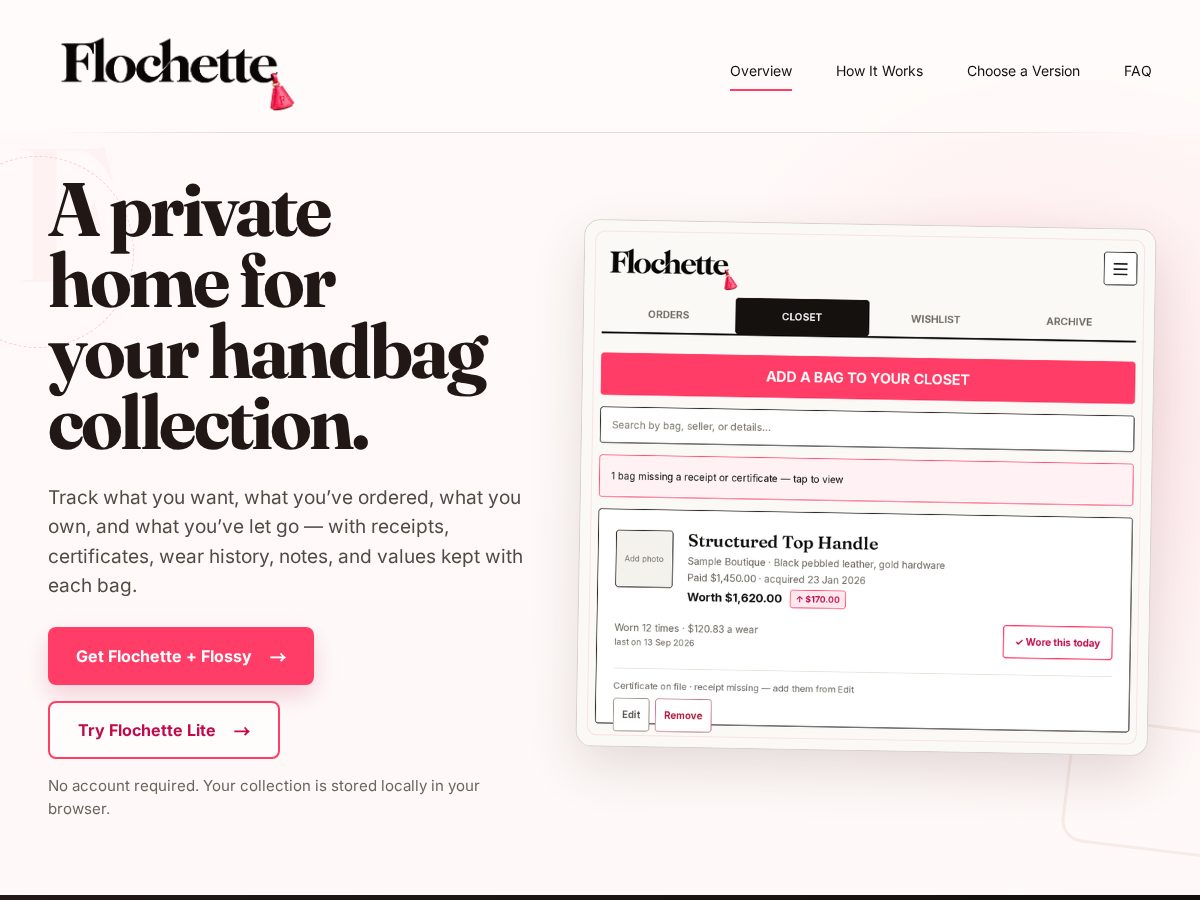 Landing-page snapshot of flochette.com