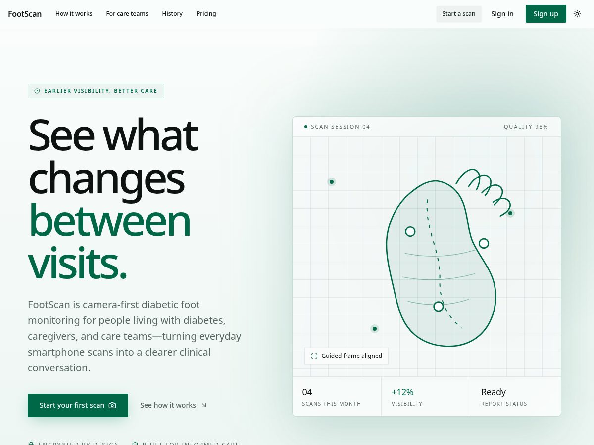 Landing-page snapshot of footscan.health
