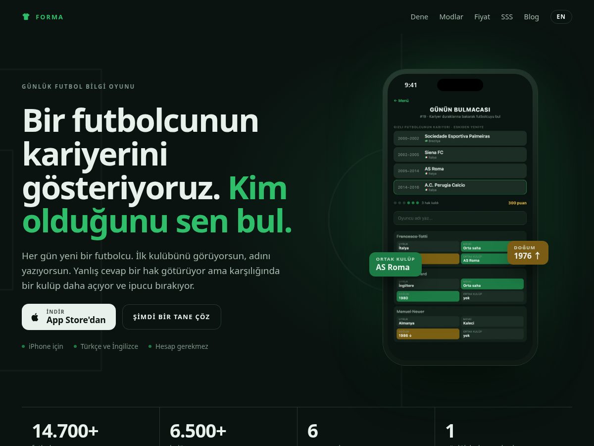 Landing-page snapshot of formaquiz.com
