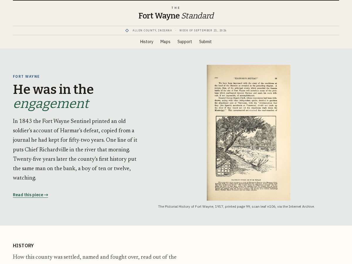 Landing-page snapshot of fortwaynestandard.com