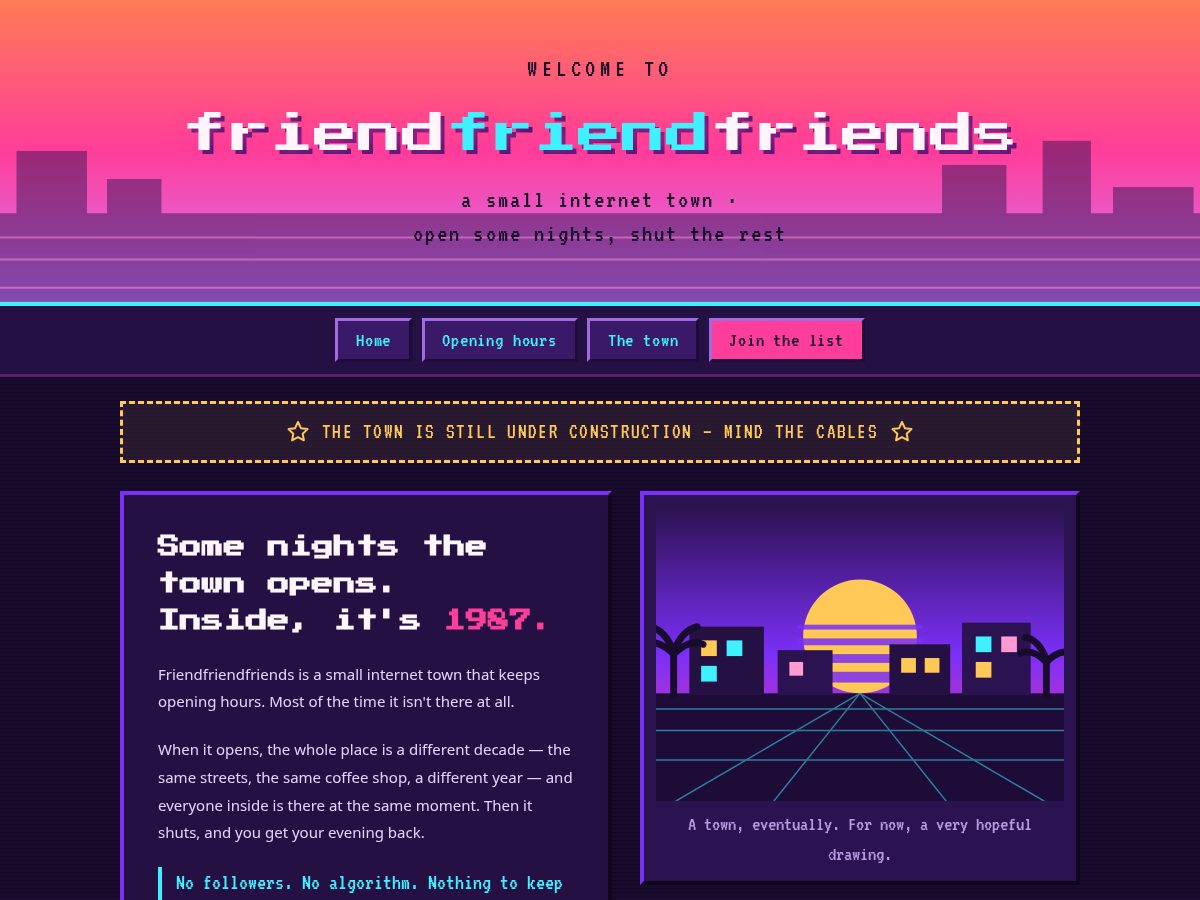 Landing-page snapshot of friendfriendfriends.com