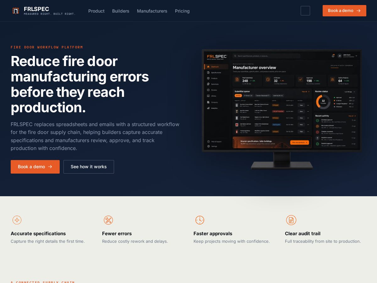 Landing-page snapshot of frlspec.com