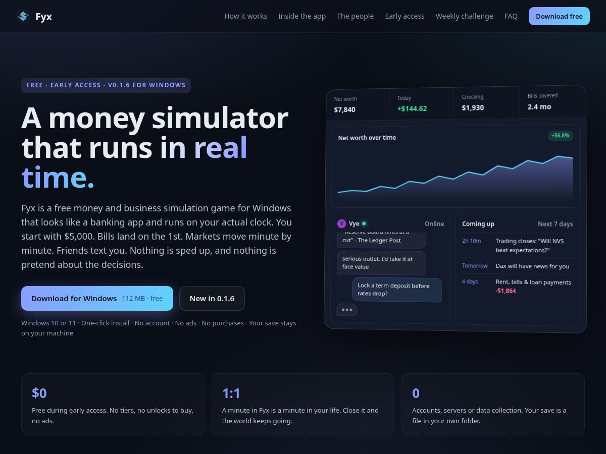 Landing-page snapshot of fyxsim.org