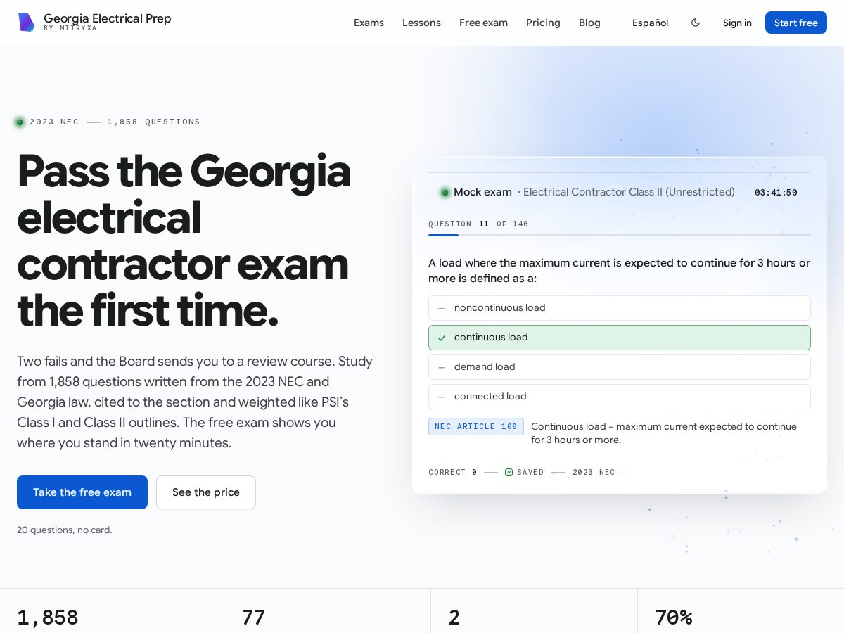 Landing-page snapshot of gaelectricalprep.com