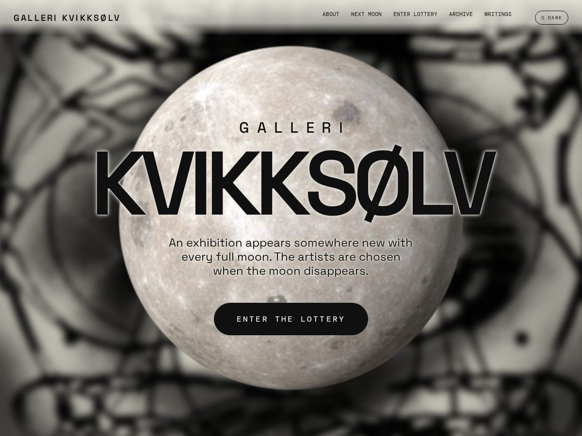 Landing-page snapshot of gallerikvikksolv.com