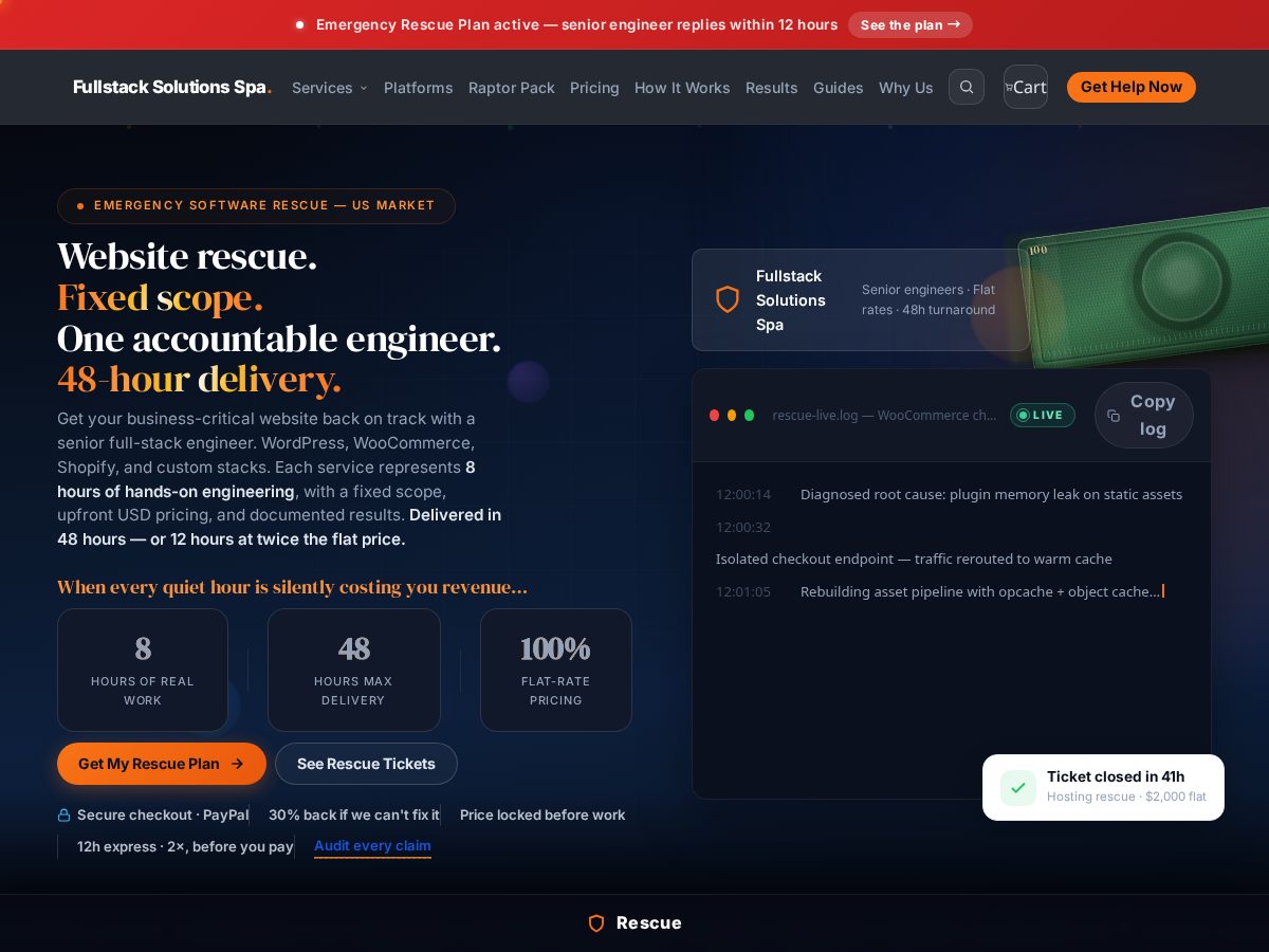 Landing-page snapshot of getfullstacksolutions.com