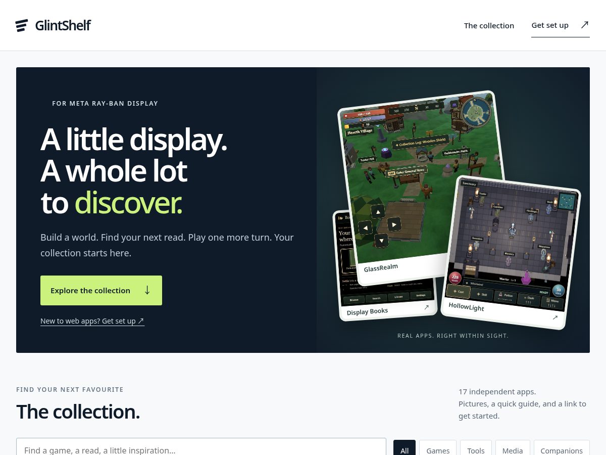 Landing-page snapshot of glintshelf.com