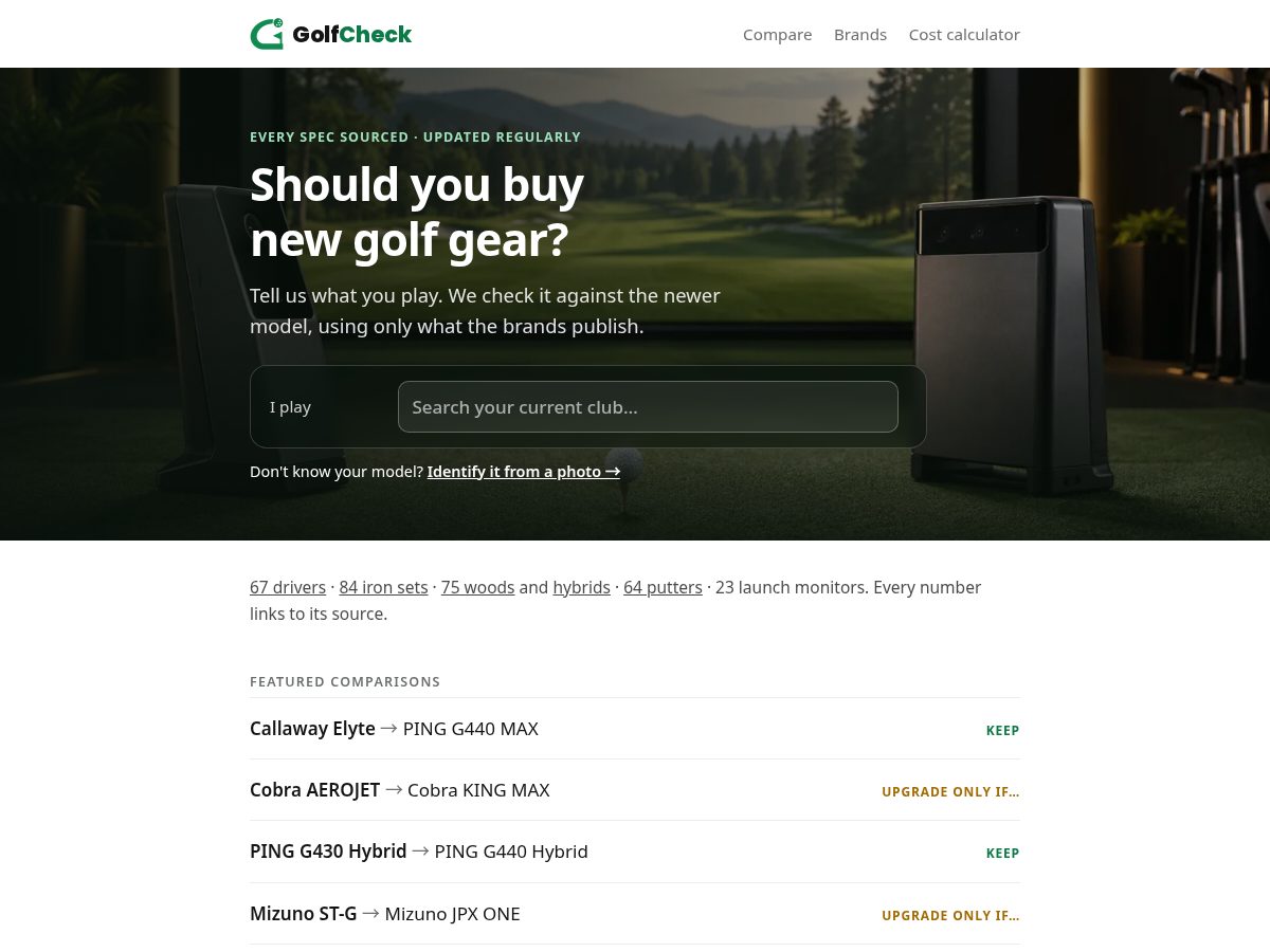 Landing-page snapshot of golfcheck.app