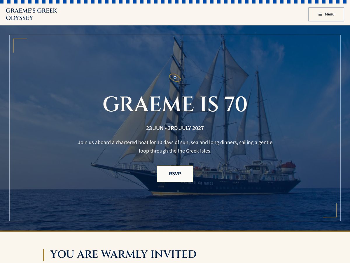Landing-page snapshot of graemesgreekgetaway.com