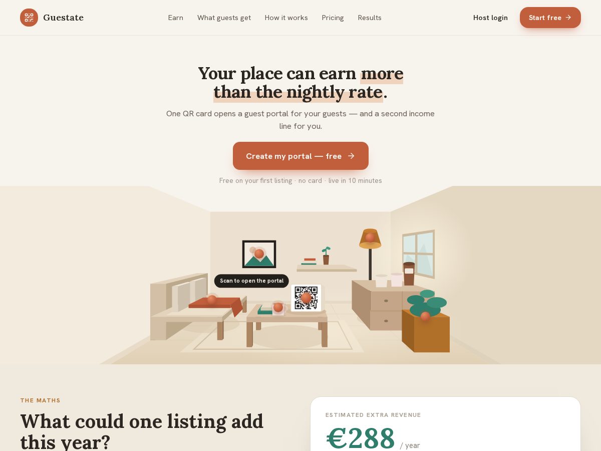 Landing-page snapshot of guestate.com