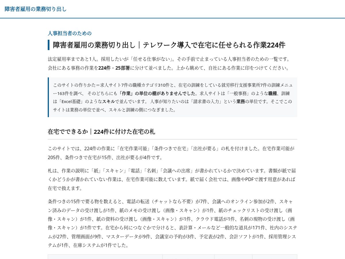 Landing-page snapshot of gyomu-kiridashi.site