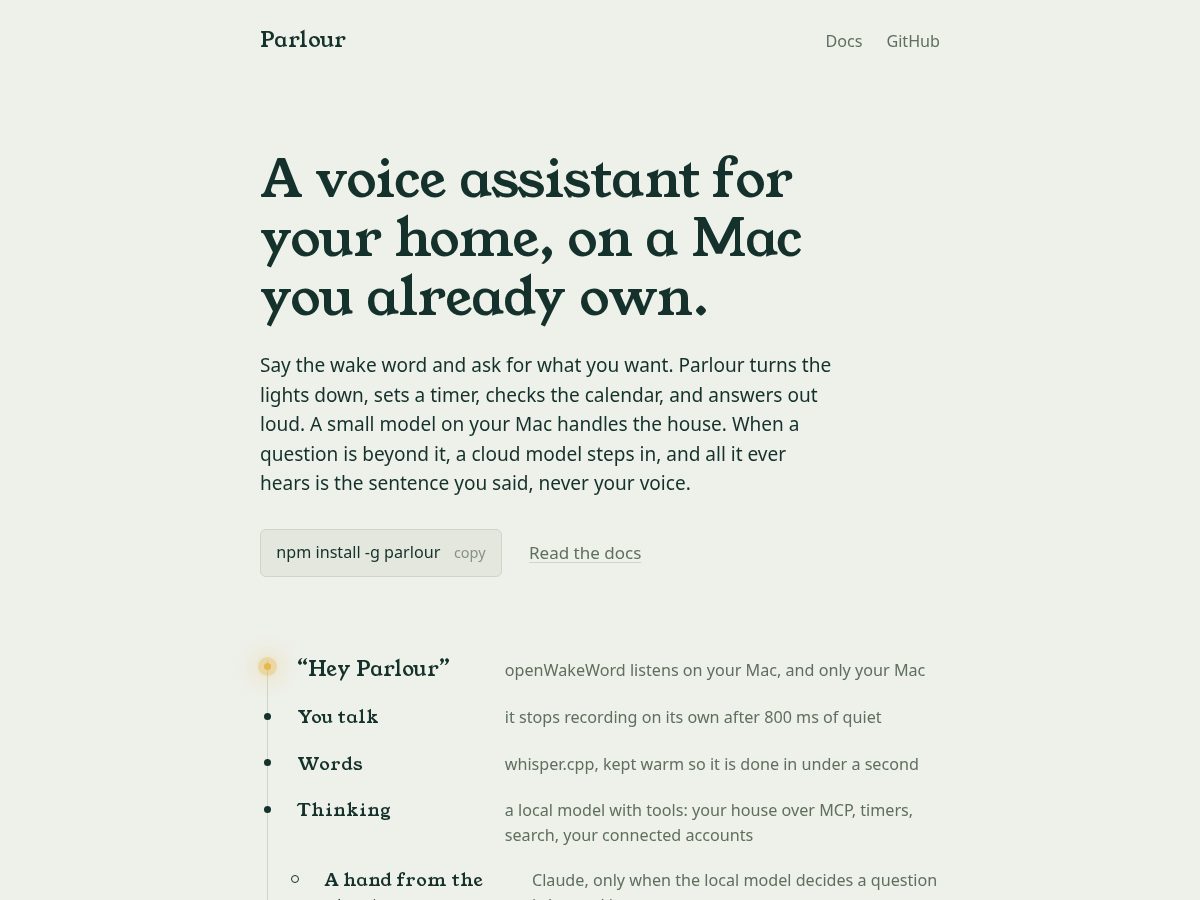 Landing-page snapshot of heyparlour.app