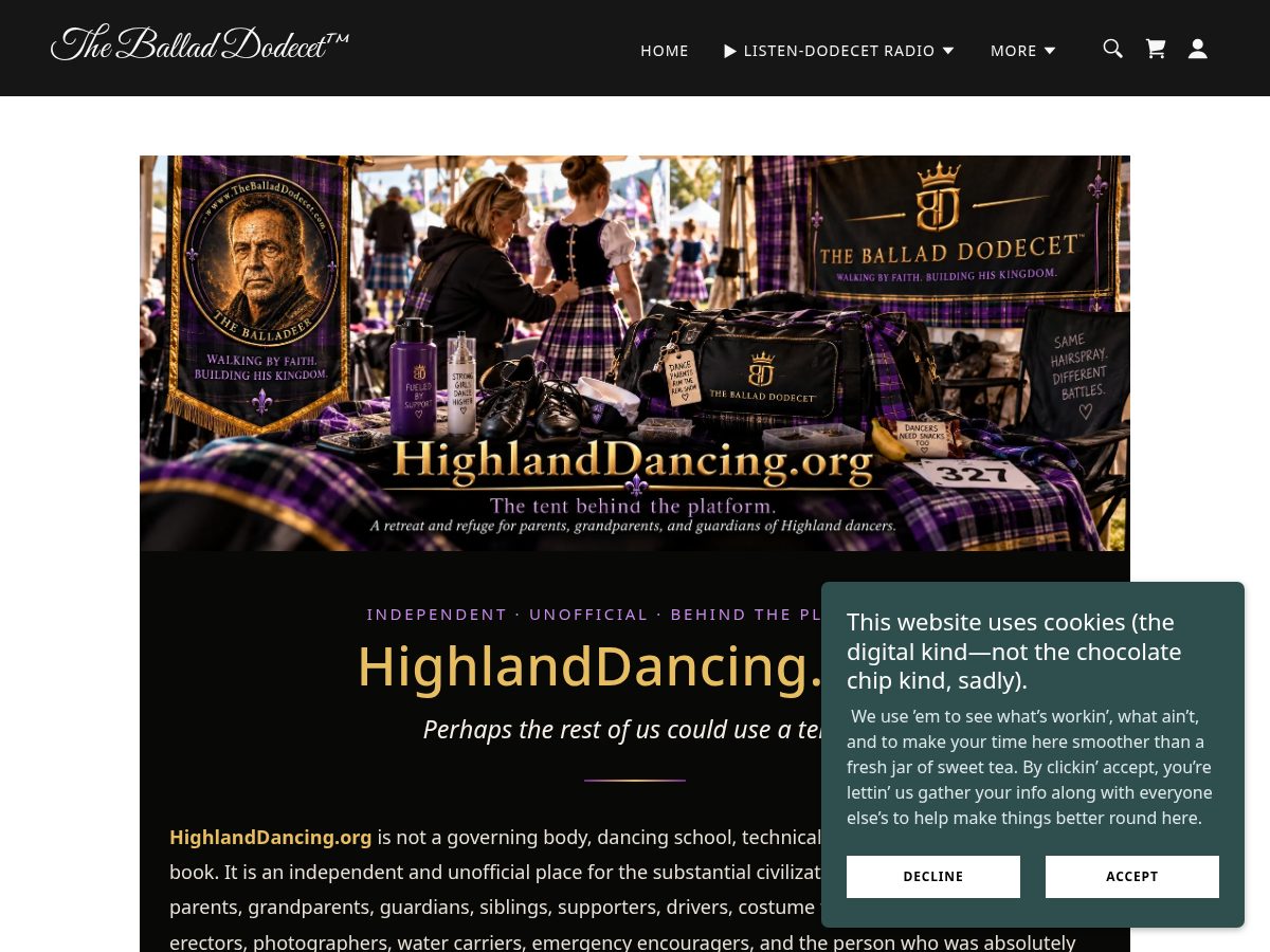 Landing-page snapshot of highlanddancing.org
