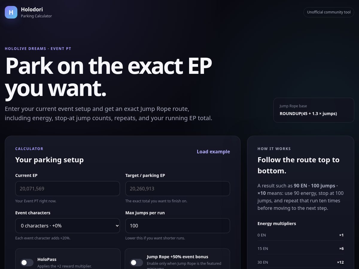 Landing-page snapshot of holodoriparkingcal.com
