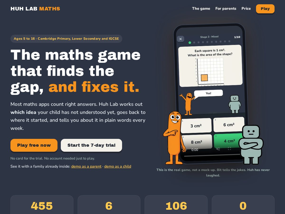 Landing-page snapshot of huhlab.com