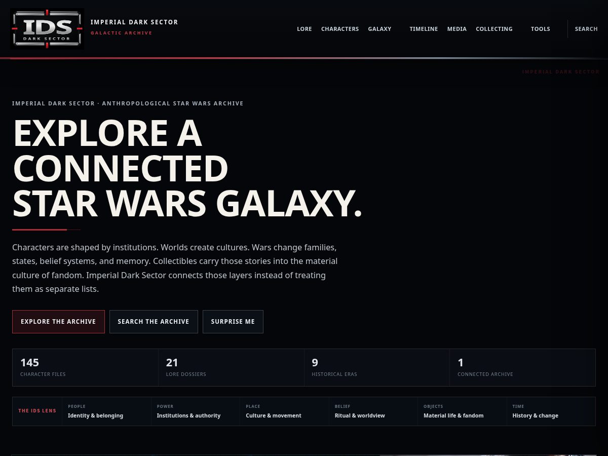 Landing-page snapshot of imperialdarksector.com