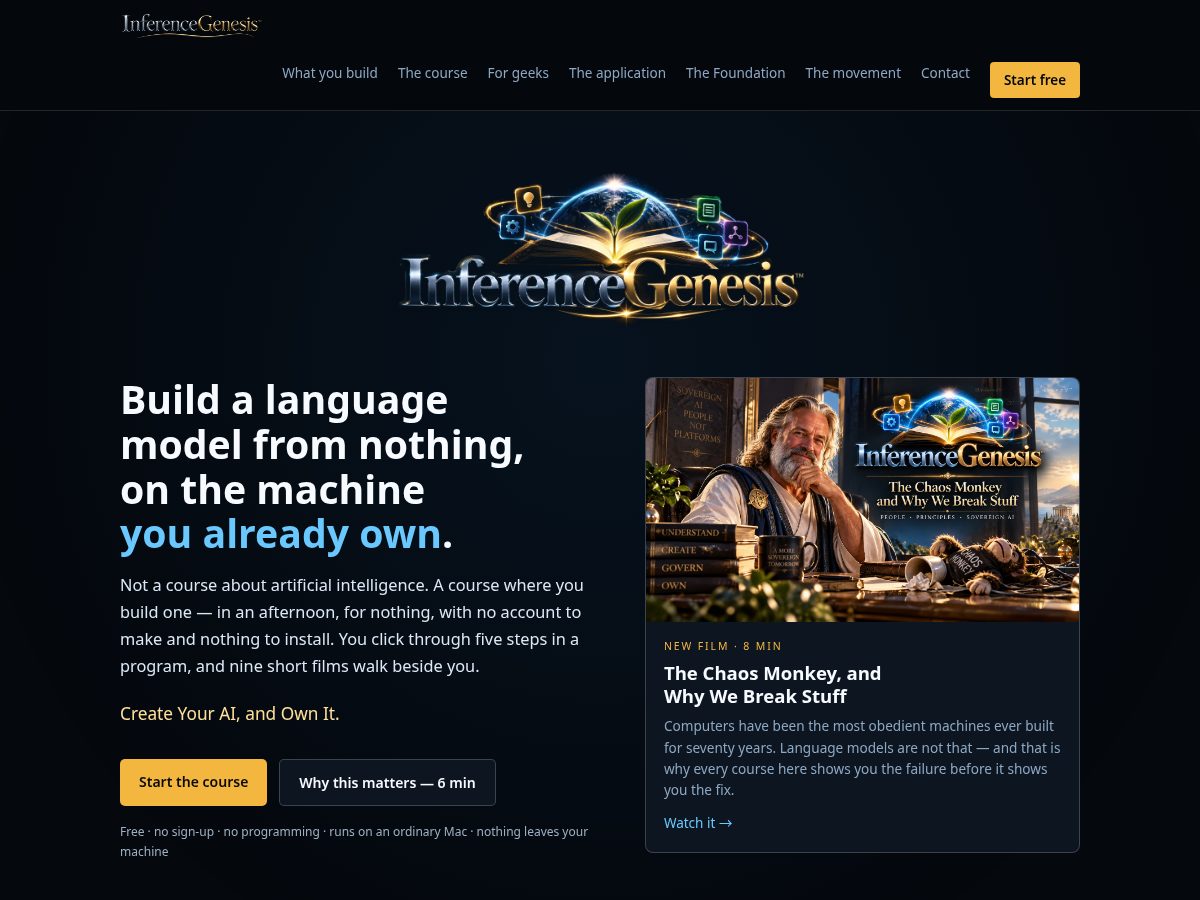 Landing-page snapshot of inferencegenesis.org