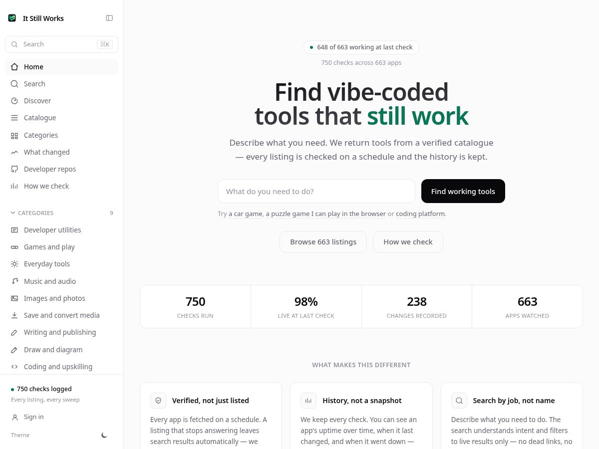 Landing-page snapshot of itstillworks.app