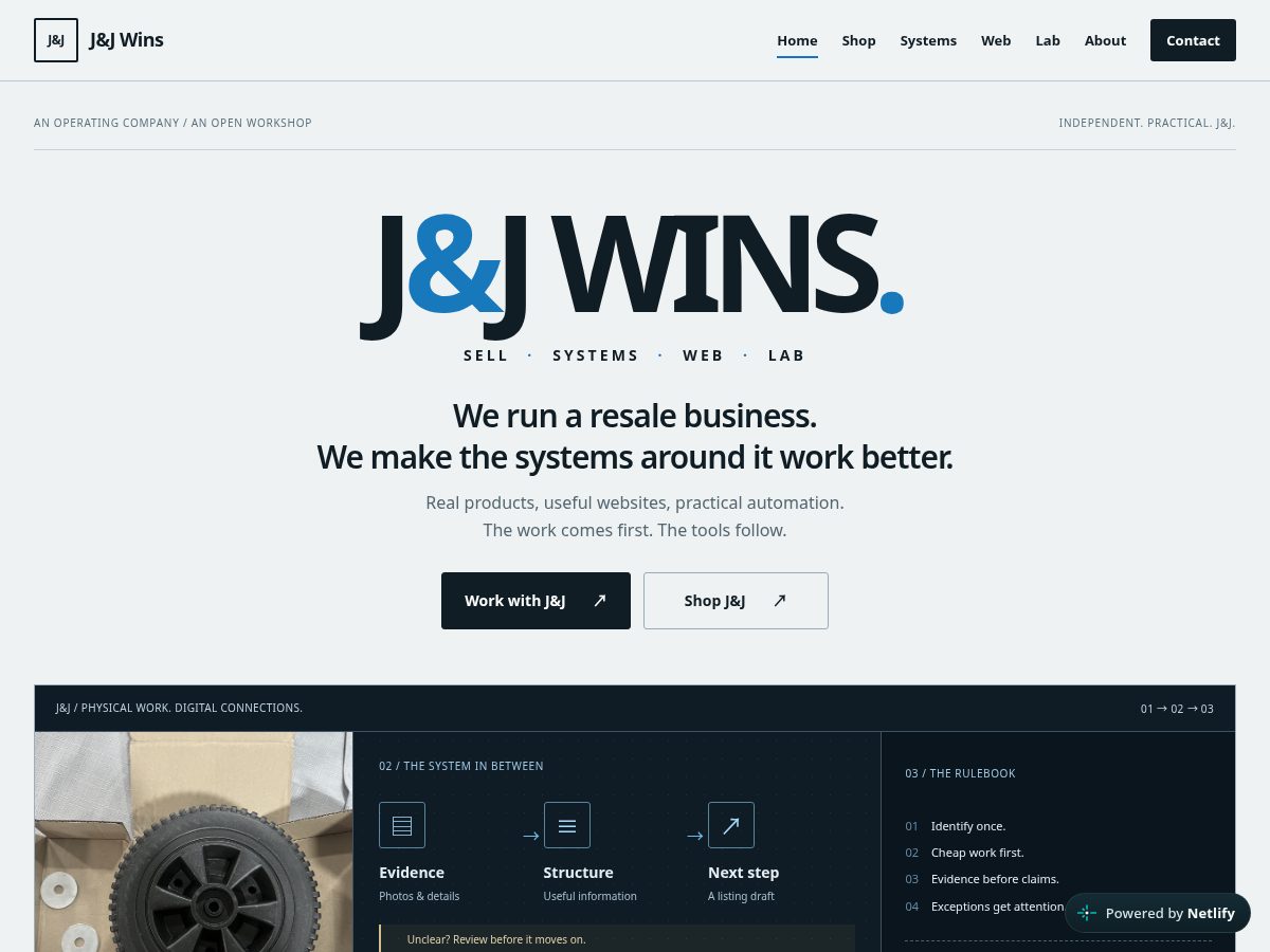 Landing-page snapshot of jandjwins.com