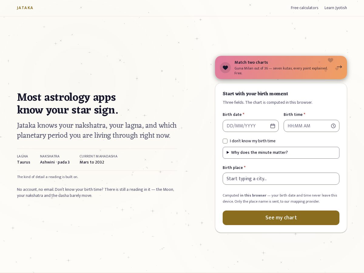 Landing-page snapshot of jataka.app