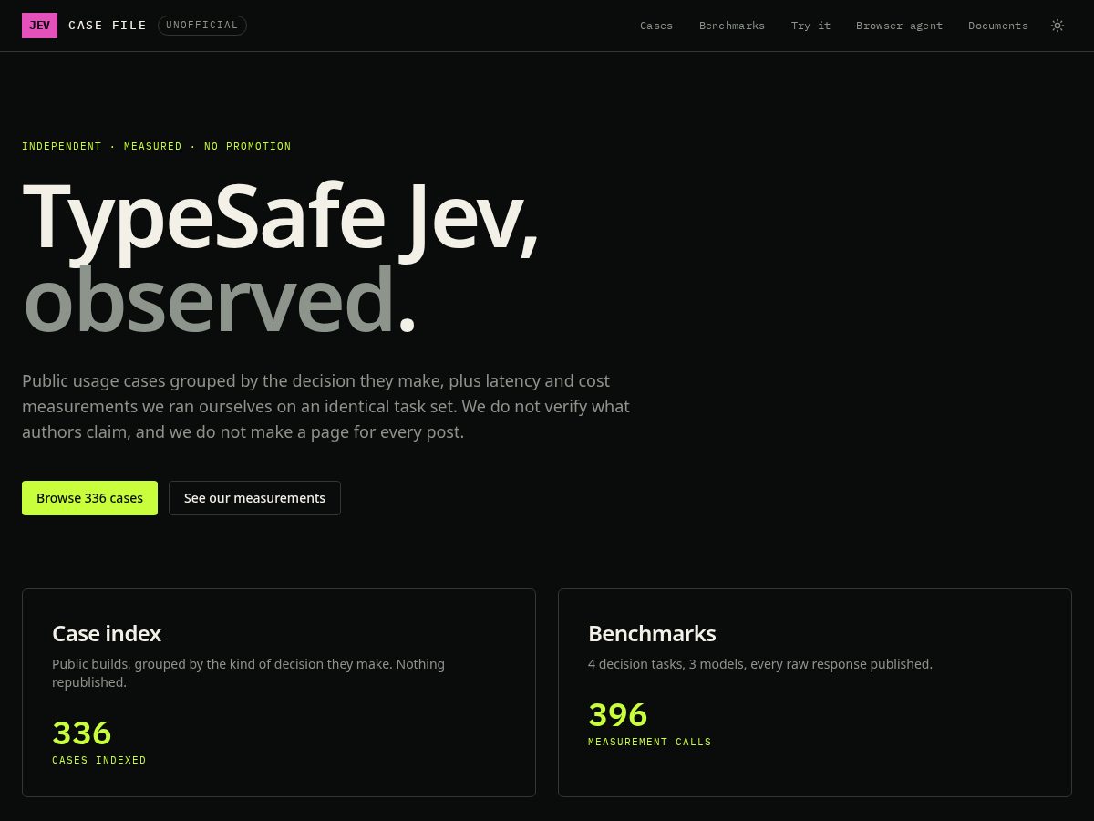 Landing-page snapshot of jev-xyz.com