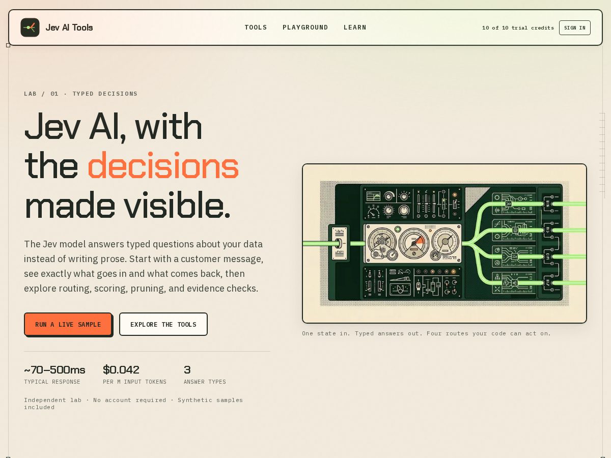 Landing-page snapshot of jevai.tools