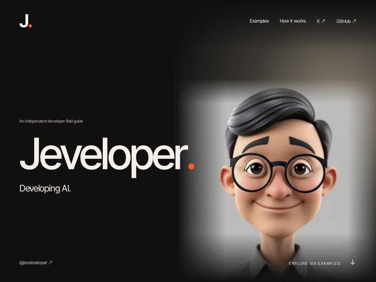 Landing-page snapshot of jeveloper.dev