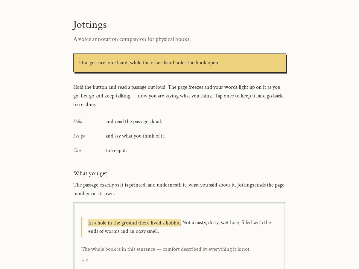 Landing-page snapshot of jottingsapp.com