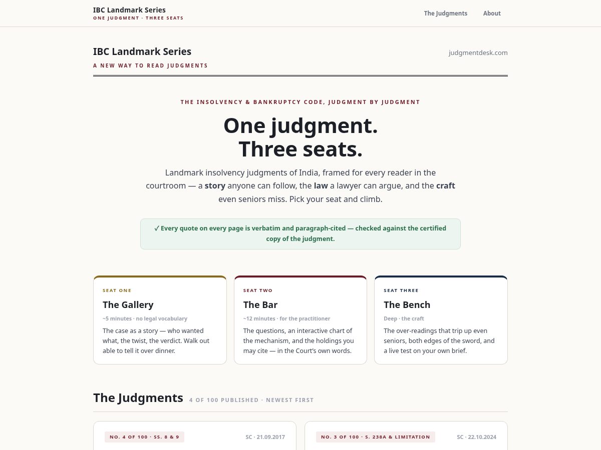Landing-page snapshot of judgmentdesk.com