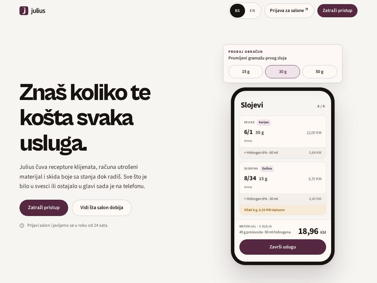 Landing-page snapshot of julius.salon