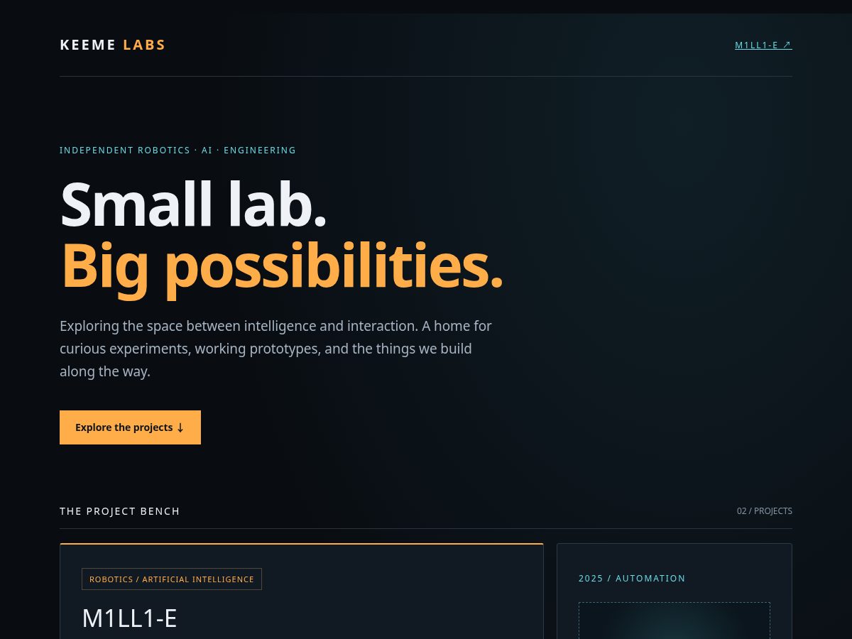 Landing-page snapshot of keemelabs.com