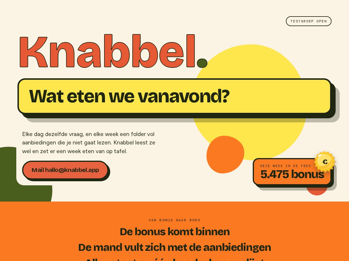 Landing-page snapshot of knabbel.app