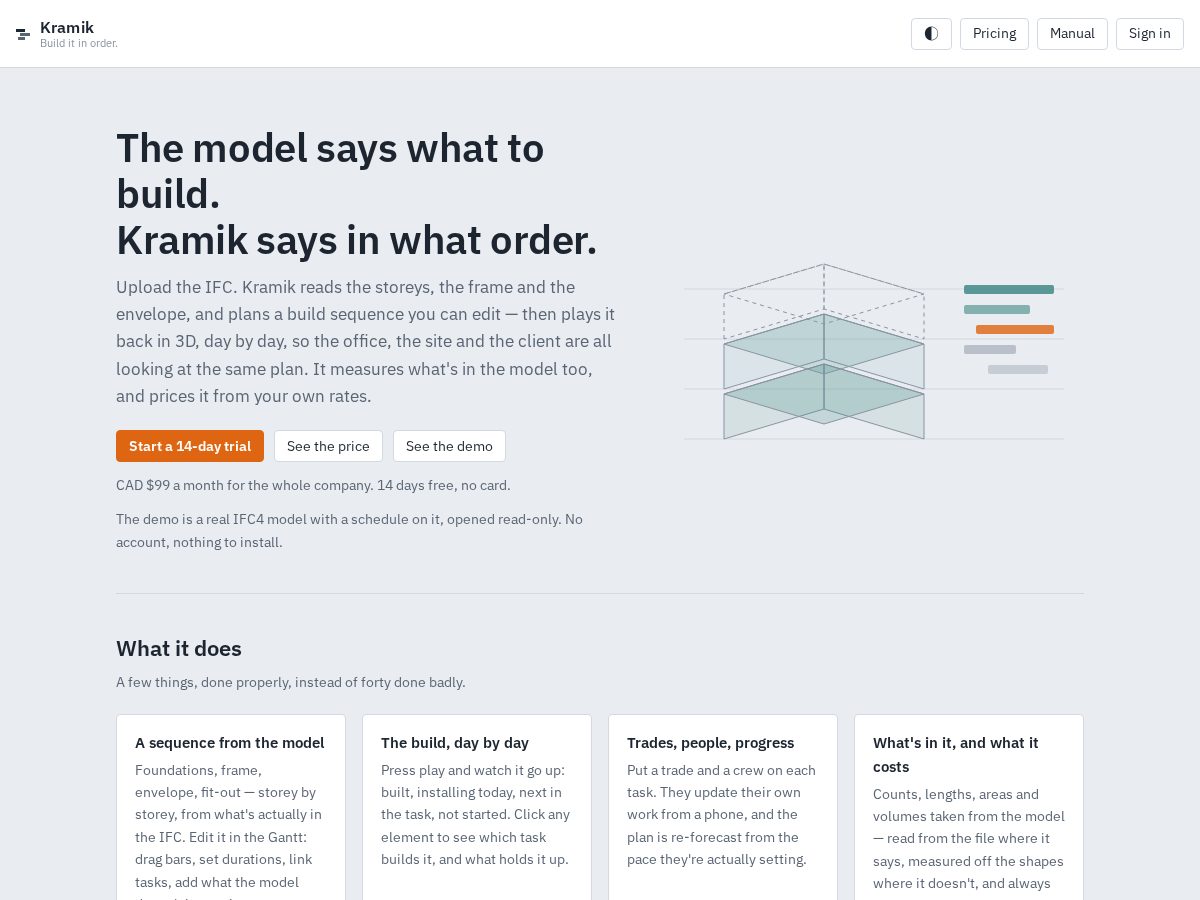 Landing-page snapshot of kramik.app
